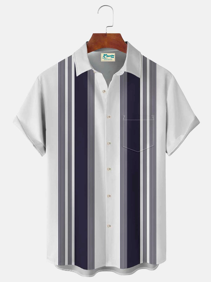 Alohadaddy Vintage Bowling Stripe Basics Print Beach Men&