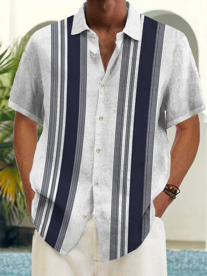 Alohadaddy Vintage Bowling Stripe Basics Print Beach Men&