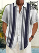 Alohadaddy Vintage Bowling Stripe Basics Print Beach Men's Hawaiian Oversized Shirt With Pocket