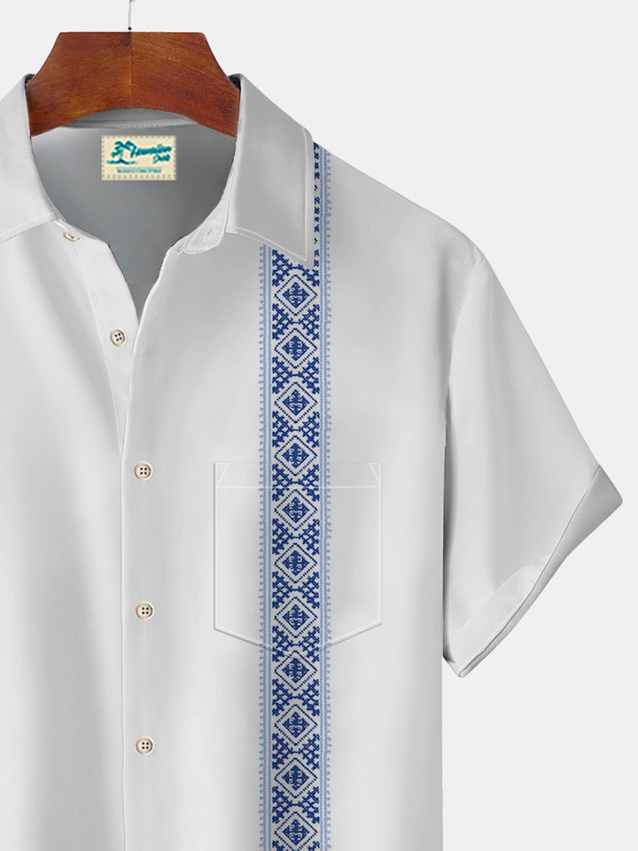 Alohadaddy Vintage Bowling Ethnic Print Beach Men&