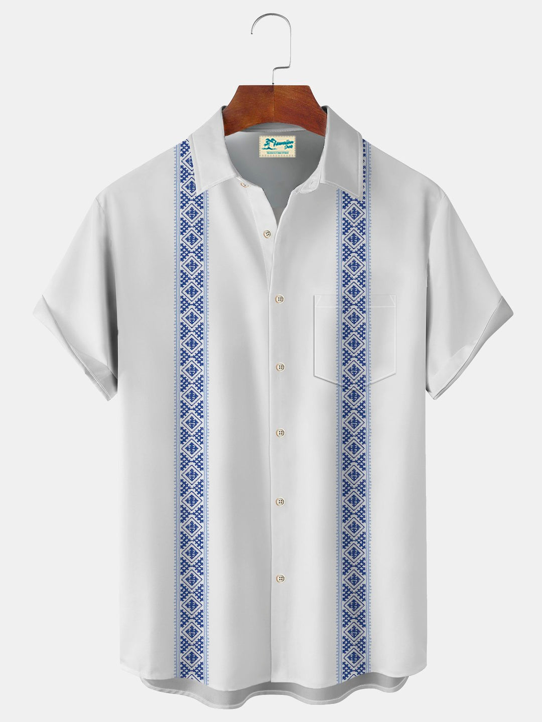 Alohadaddy Vintage Bowling Ethnic Print Beach Men&