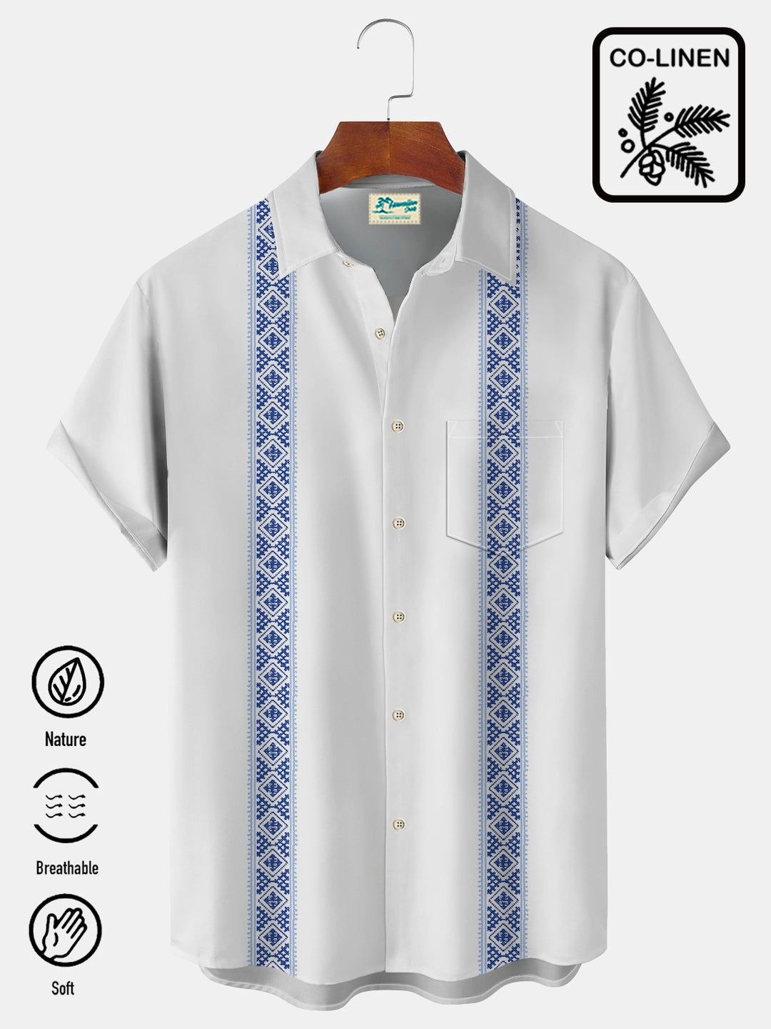 Alohadaddy Vintage Bowling Ethnic Print Beach Men&
