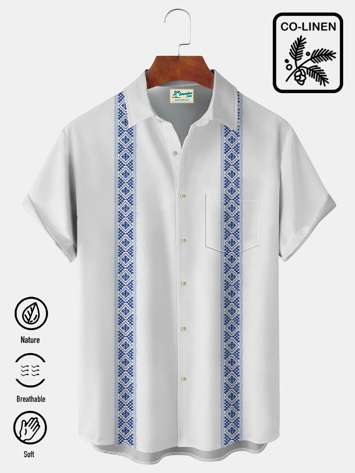 Alohadaddy Vintage Bowling Ethnic Print Beach Men&