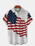 Alohadaddy American Flag Print Beach Men's Hawaiian Oversized Shirt with Pockets