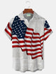Alohadaddy American Flag Print Beach Men's Hawaiian Oversized Shirt with Pockets