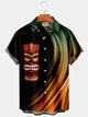 Camisa hawaiana con bolsillos abotonados y estampado degradado Tiki para hombre de Alohadaddy