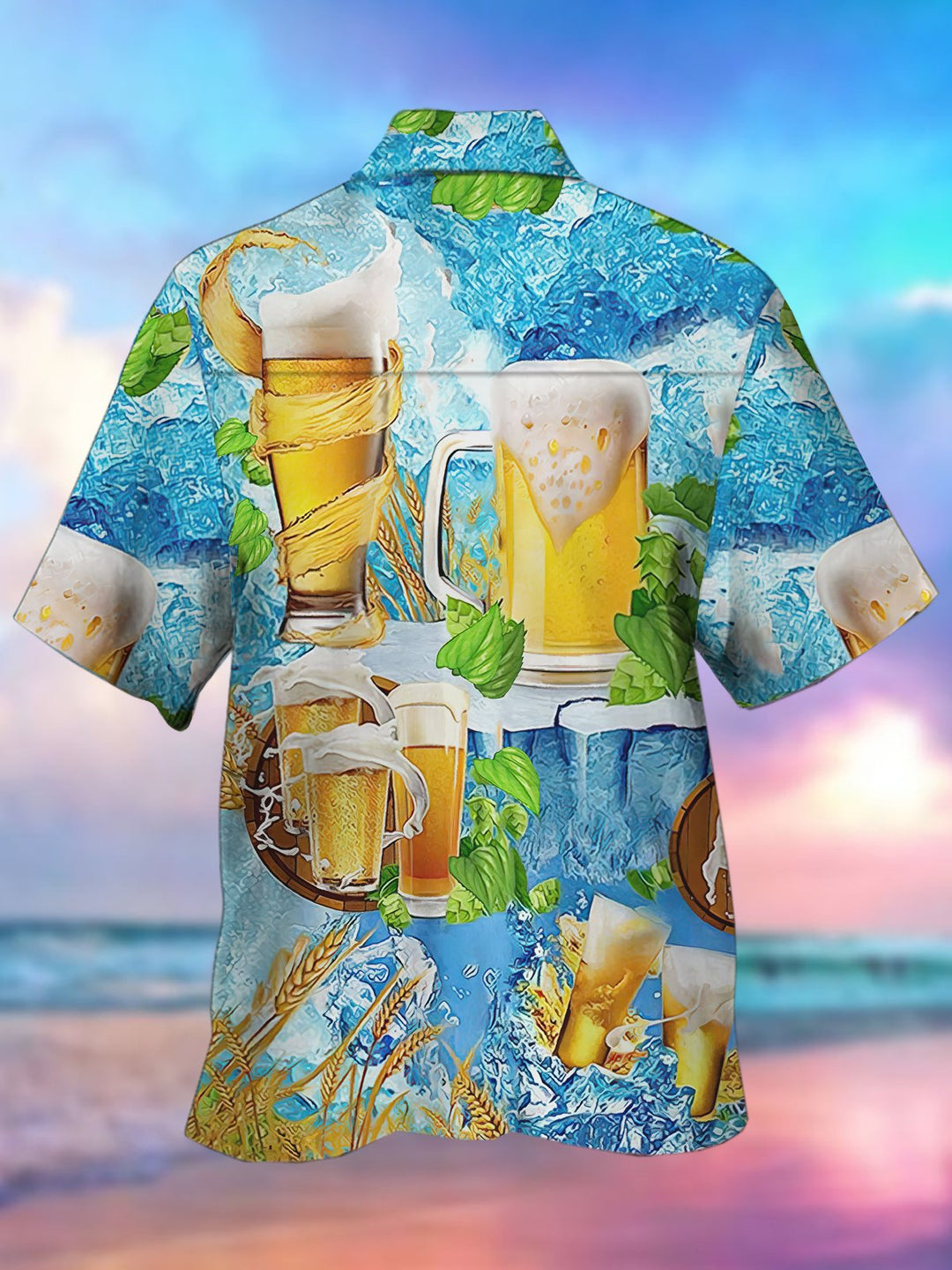 Camisa hawaiana de manga corta extragrande con cuello tipo campamento y estampado de cerveza Alohadaddy para hombre, para playa, con bolsillos