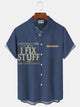 Alohadaddy Vintage I Fix Stuff Print Men's Button Pocket Shirt