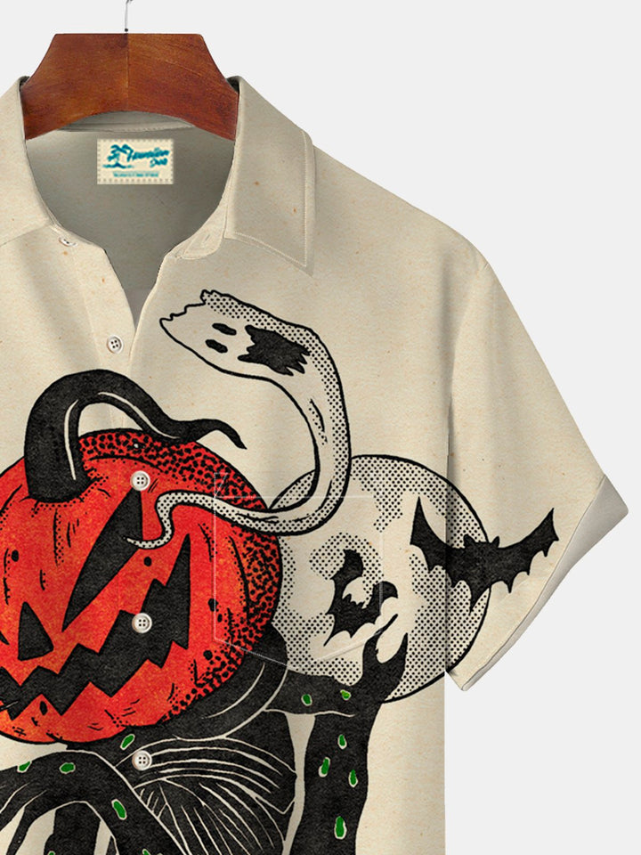 Alohadaddy Halloween Pumpkin Print Beach Men&