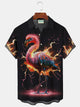 Alohadaddy Flame Flamingo Print Beach Men's Hawaiian Oversized Shirt with Pockets