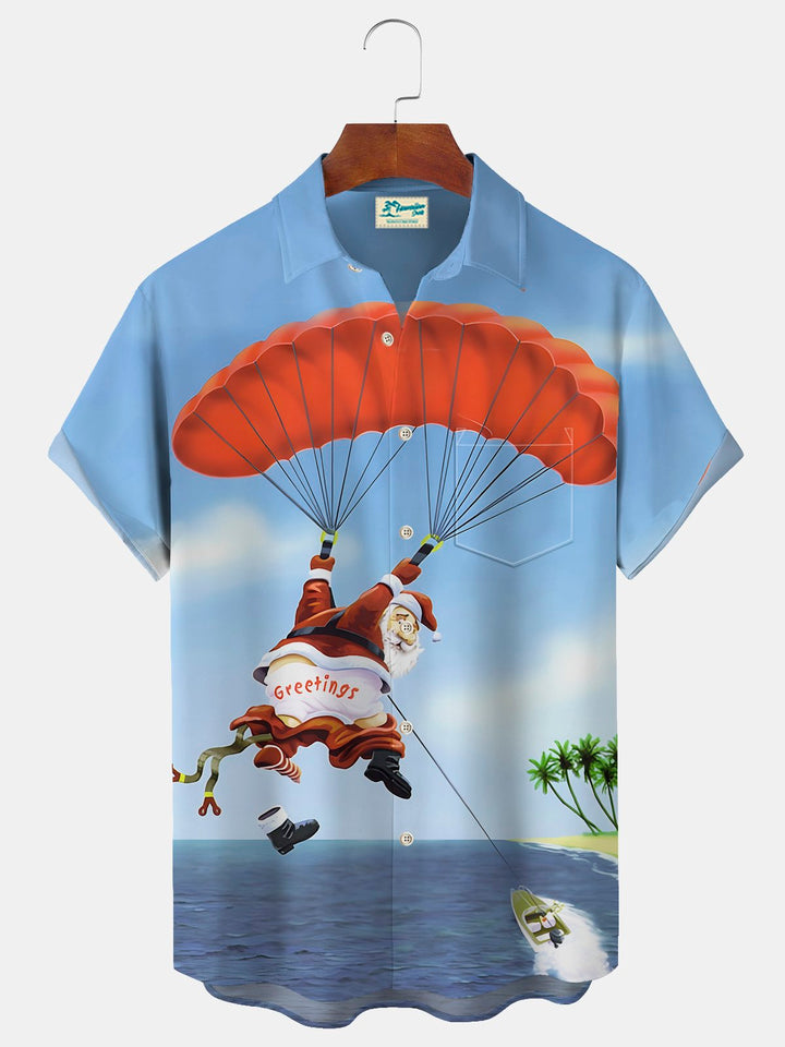 Alohadaddy Summer Christmas Santa Print Beach Men&