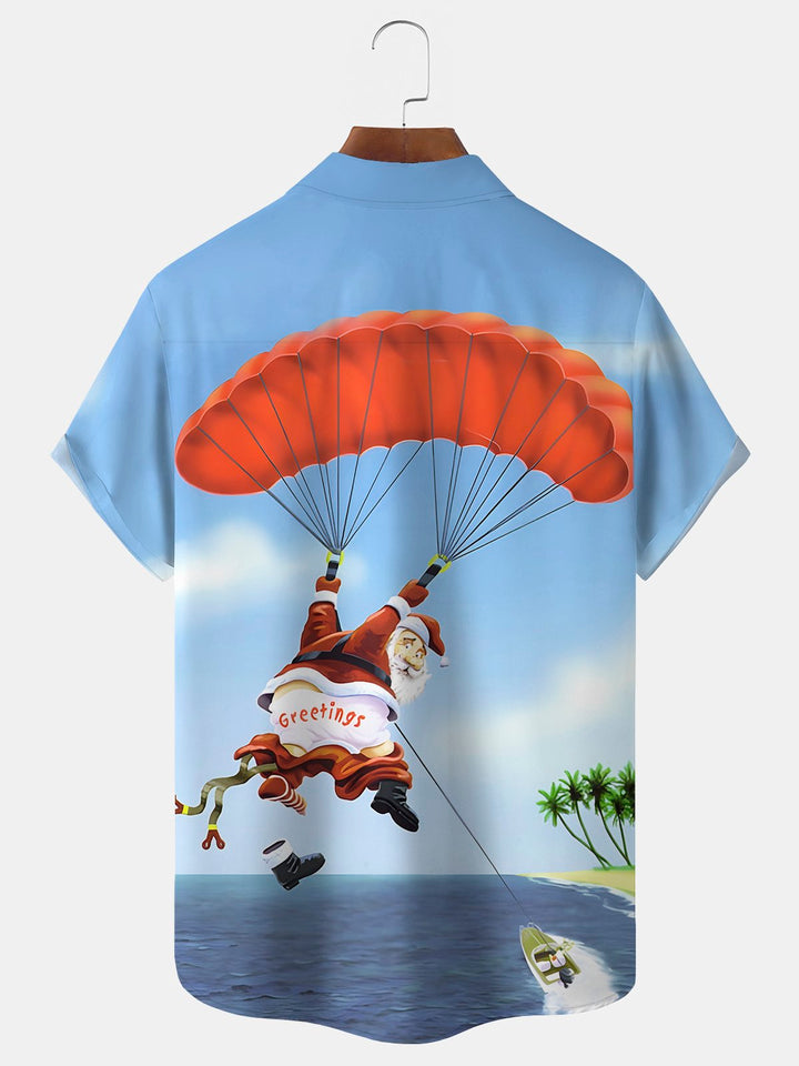 Alohadaddy Summer Christmas Santa Print Beach Men&