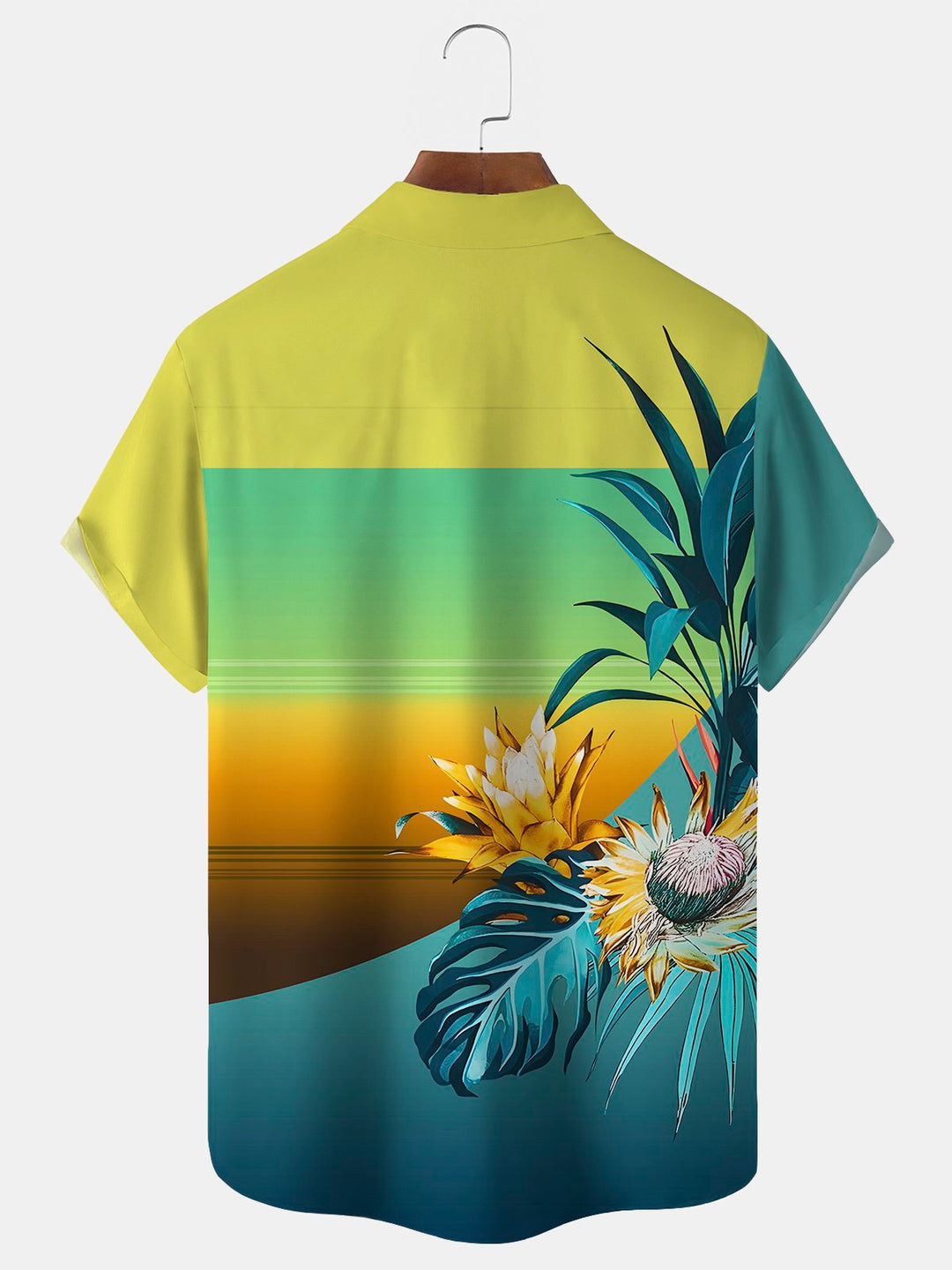 Chemise hawaïenne surdimensionnée pour homme avec poches et imprimé dégradé de flamants roses Alohadaddy