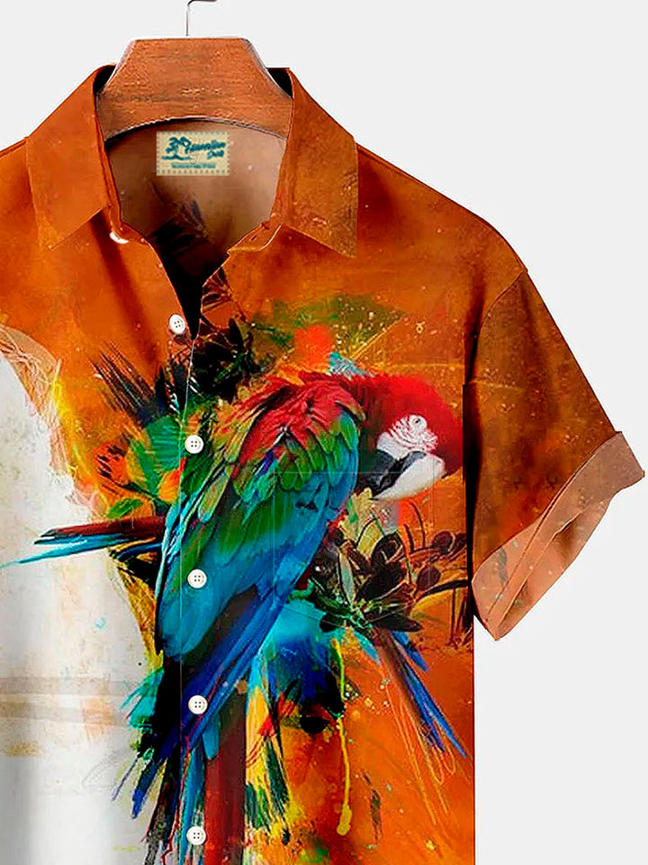Chemise boutonnée à imprimé perroquet hawaïen pour homme Alohadaddy
