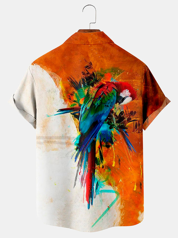 Chemise boutonnée à imprimé perroquet hawaïen pour homme Alohadaddy