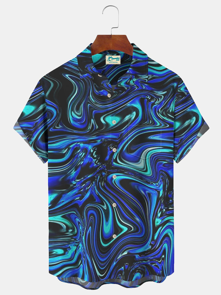 Camisa hawaiana extragrande con bolsillos para hombre con estampado de arte abstracto degradado de Alohadaddy