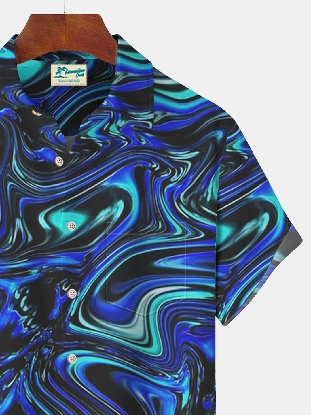 Camisa hawaiana extragrande con bolsillos para hombre con estampado de arte abstracto degradado de Alohadaddy