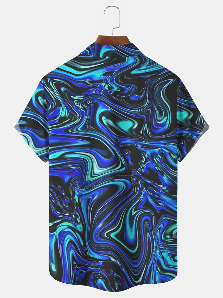 Camisa hawaiana extragrande con bolsillos para hombre con estampado de arte abstracto degradado de Alohadaddy