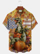Alohadaddy Halloween Pumpkin Dinosaur Men's Hawaiian Oversized Shirt with Pockets