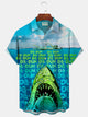 Alohadaddy Hawaiian Shark Print Men's Button Pocket Shirt