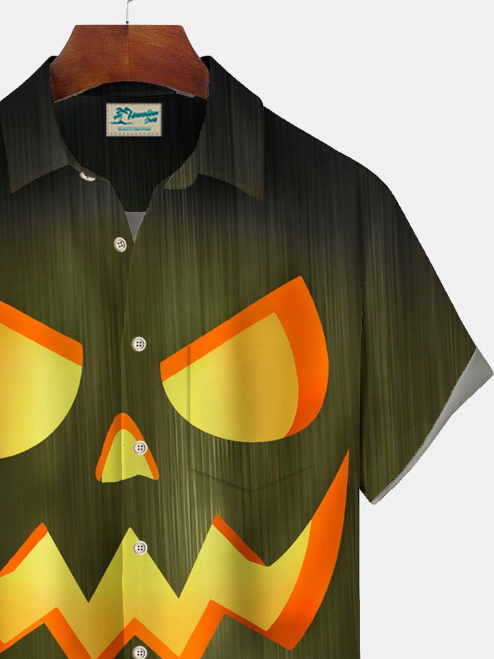 Alohadaddy Halloween Pumpkin Smiley Face Textured Print Men&
