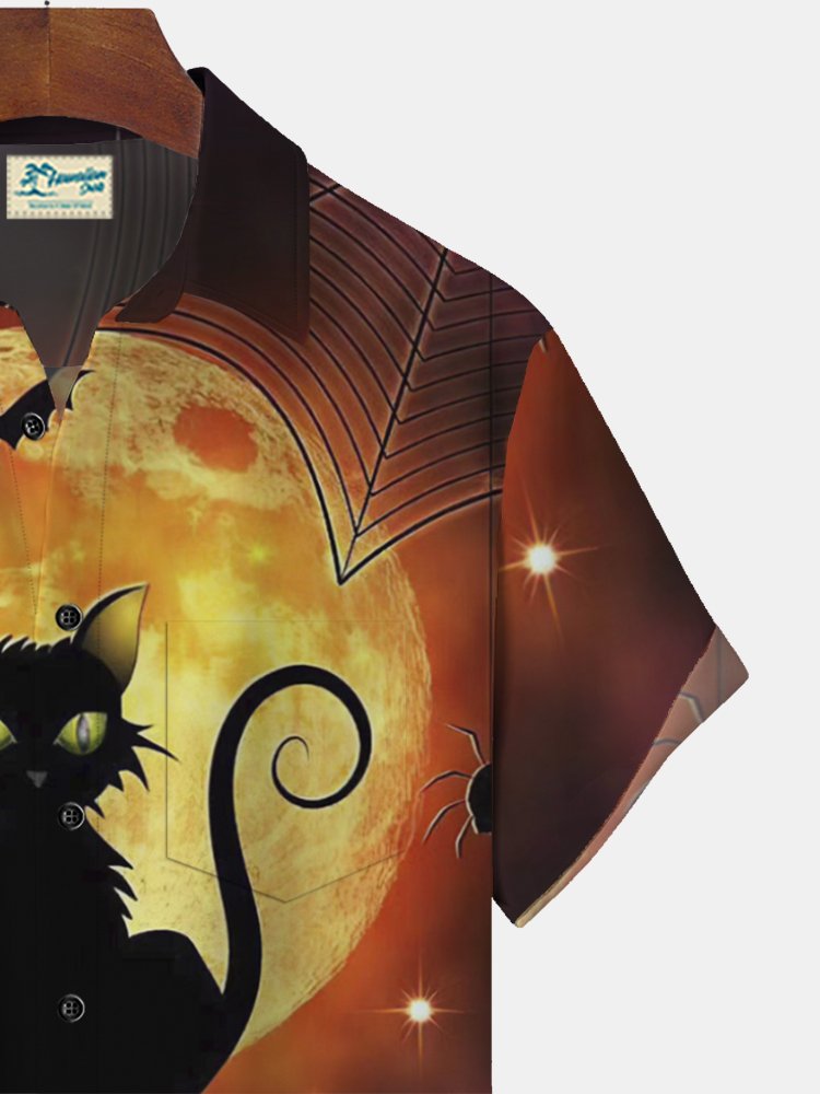Alohadaddy Halloween Pumpkin Black Cat Cross Print  Men&