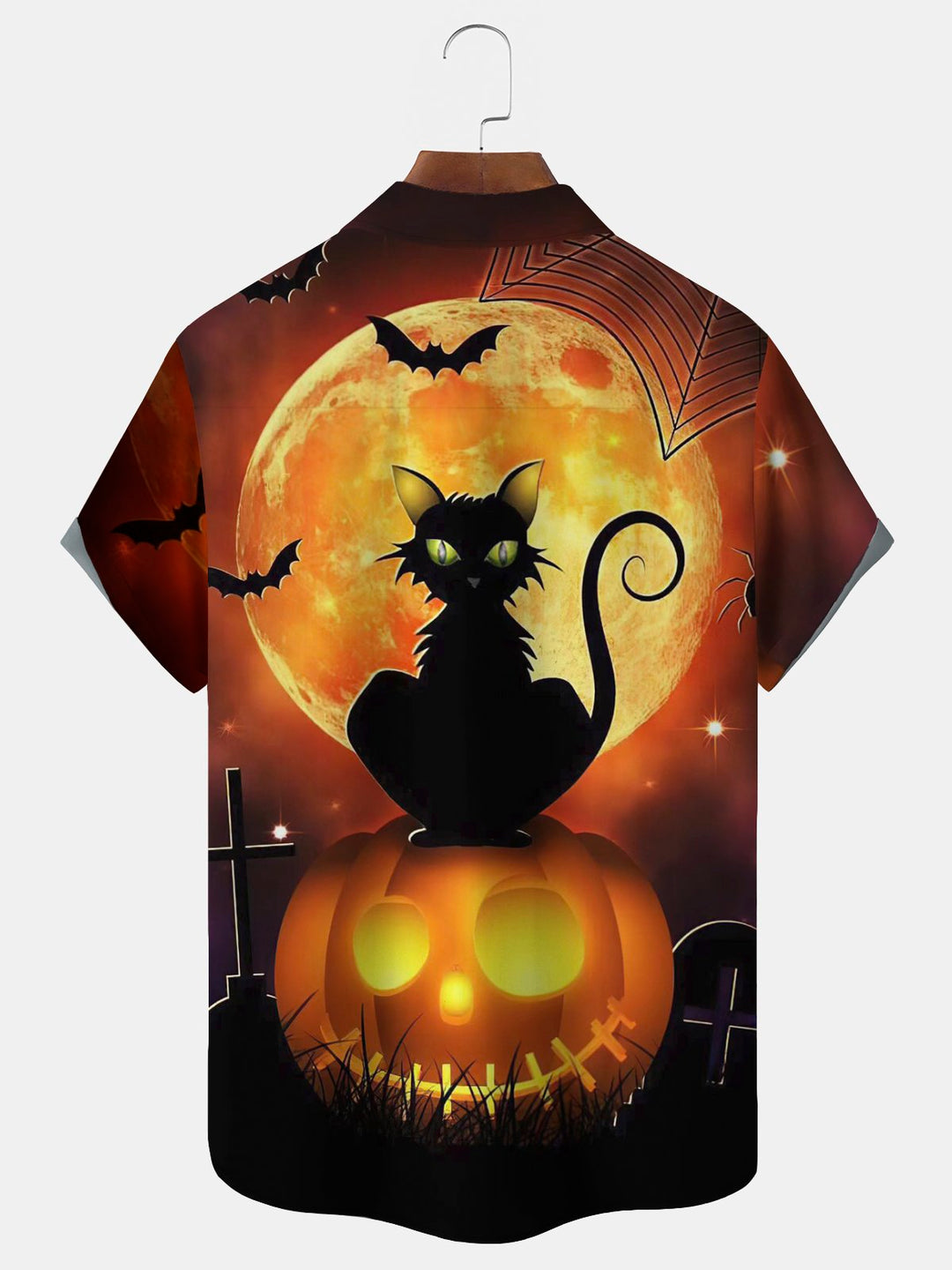 Alohadaddy Halloween Pumpkin Black Cat Cross Print  Men&