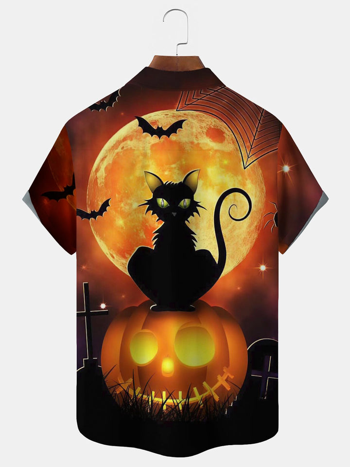 Alohadaddy Halloween Pumpkin Black Cat Cross Print  Men&