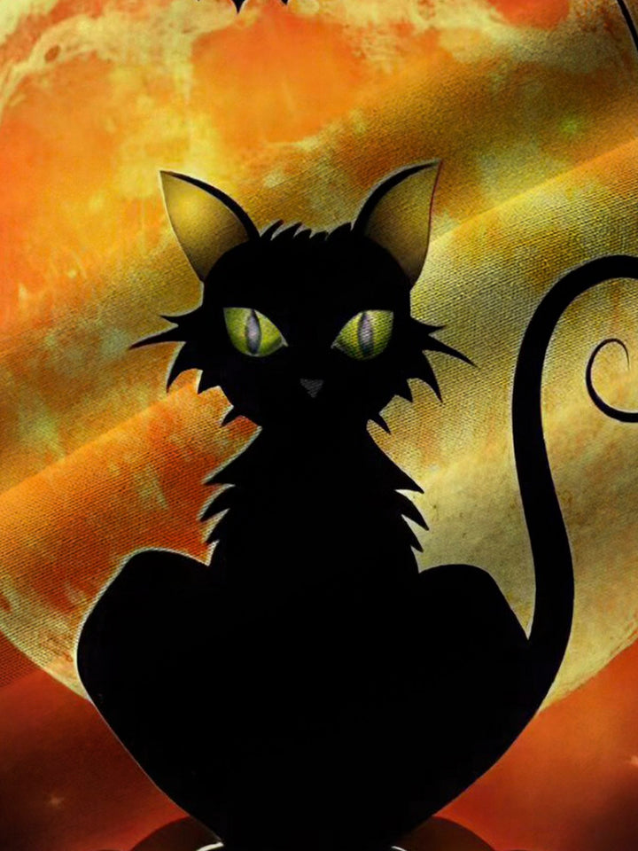 Alohadaddy Halloween Pumpkin Black Cat Cross Print  Men&