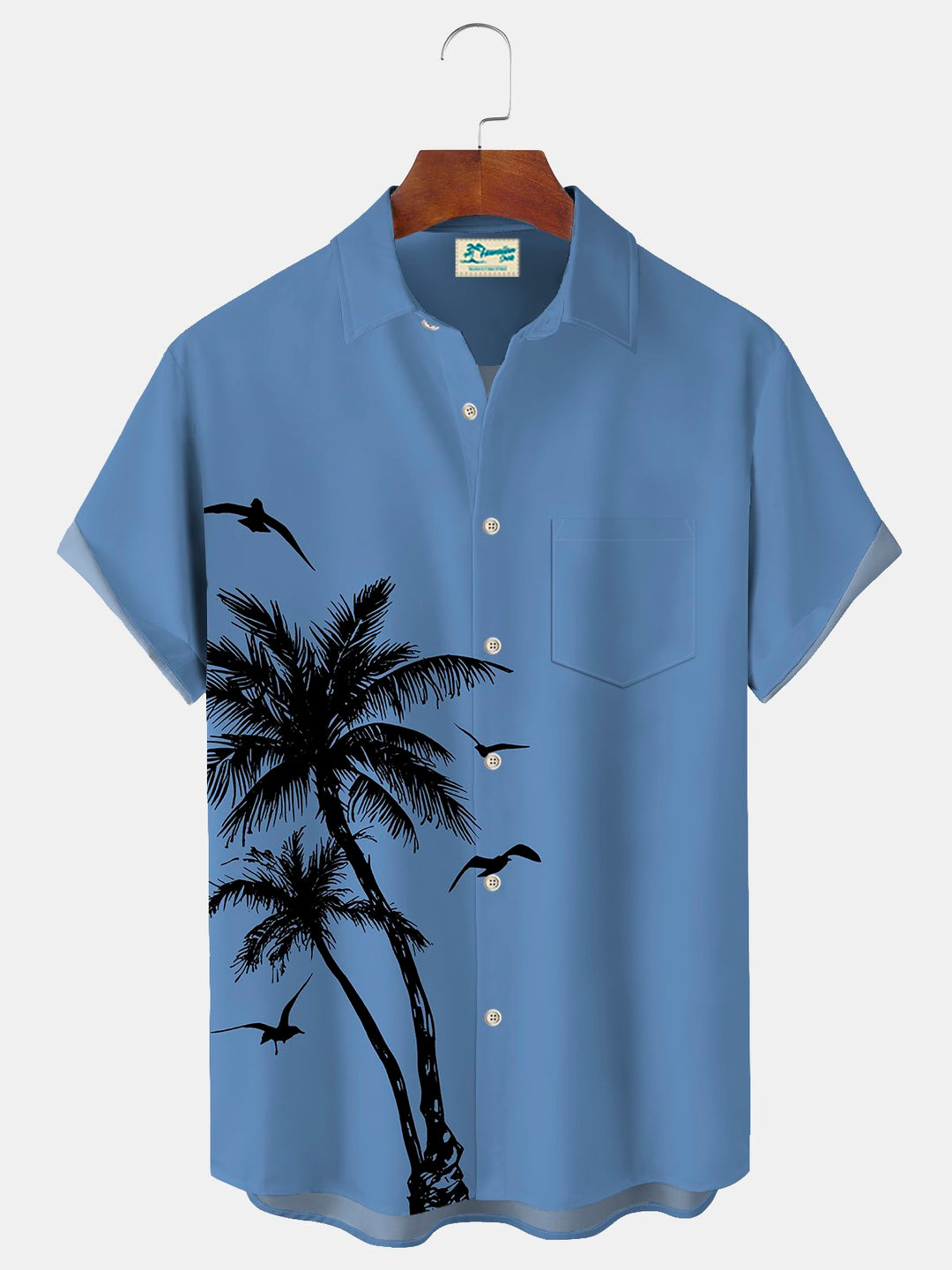 Camisa hawaiana de manga corta extragrande con bolsillos y estampado de árboles de coco para hombre de Alohadaddy