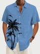 Alohadaddy Coconut Tree Print Beach Men's Hawaiian Oversized Short Sleeve Shirt with Pockets