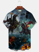 Alohadaddy Headless Horseman Halloween Print Men's Hawaiian Oversized Shirt with Pockets