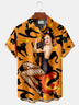 Alohadaddy Halloween Black Cat Print Beach Men's Hawaiian Oversized Shirt with Pockets