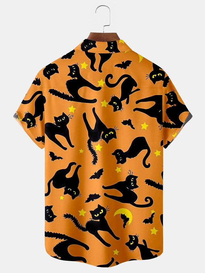 Alohadaddy Halloween Black Cat Print Beach Men&