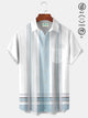 Alohadaddy Contrasting lines Printed  Men's Hawaiian Oversized Shirt with Pockets