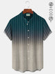 Alohadaddy Vintage Gradient Stripe Print Men's Button Pocket Short Sleeve Shirt