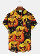 Alohadaddy Halloween Black Cat Print Beach Men's Hawaiian Oversized Short Sleeve Shirt with Pockets