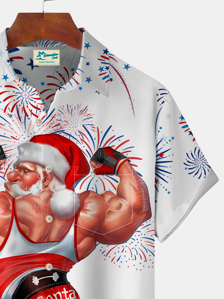 Alohadaddy Christmas Santa Print Beach Men&