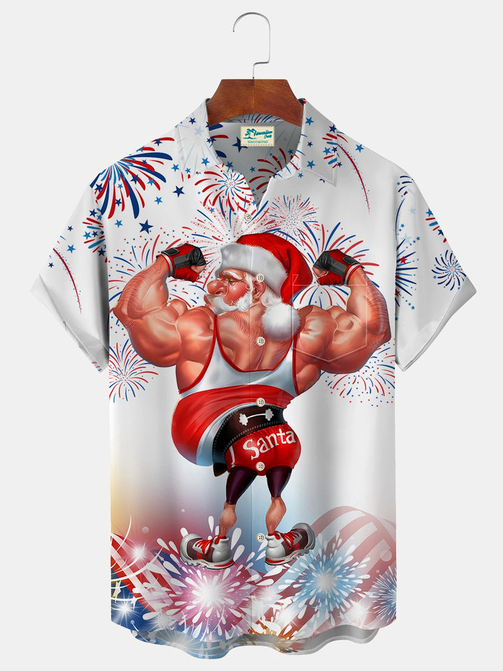 Alohadaddy Christmas Santa Print Beach Men&