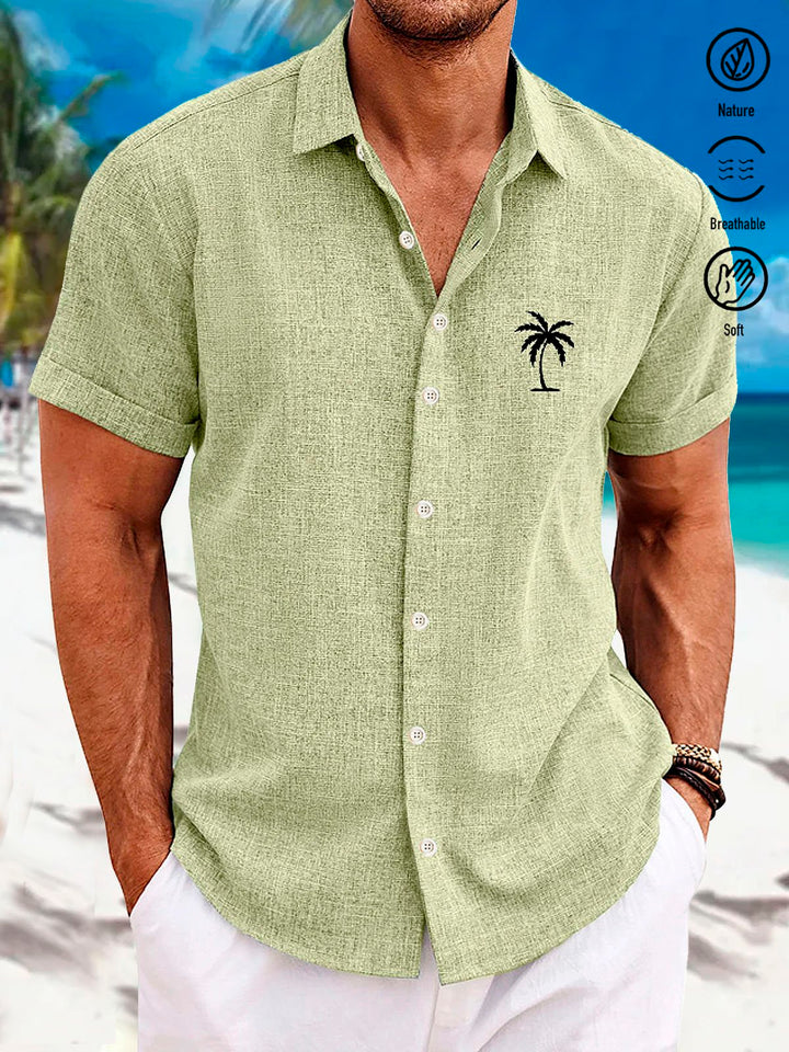 Chemise à manches courtes avec poche boutonnée pour homme à imprimé cocotier hawaïen Alohadaddy