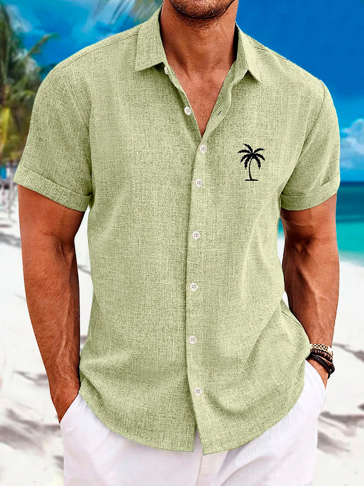 Chemise à manches courtes avec poche boutonnée pour homme à imprimé cocotier hawaïen Alohadaddy