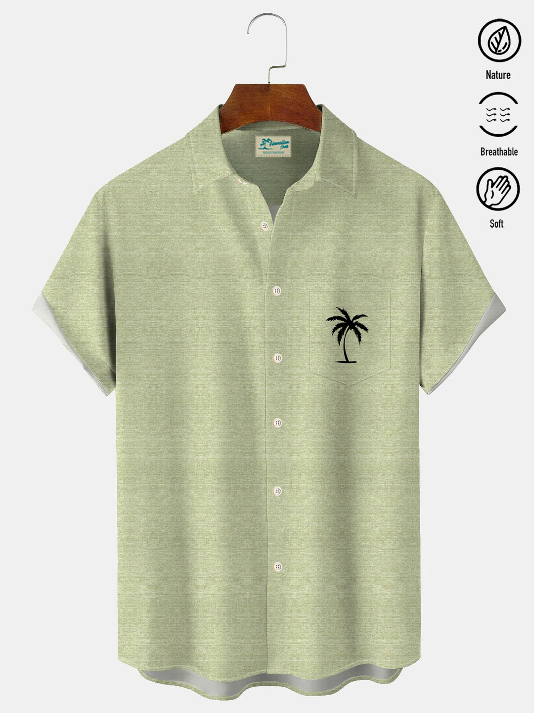 Chemise à manches courtes avec poche boutonnée pour homme à imprimé cocotier hawaïen Alohadaddy