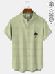 Alohadaddy Hawaiian Coconut Tree Print Men's Button Pocket Short Sleeve Shirt