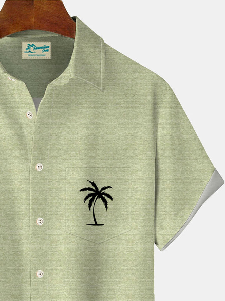 Chemise à manches courtes avec poche boutonnée pour homme à imprimé cocotier hawaïen Alohadaddy