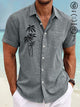Alohadaddy Coconut Tree Texture Print Men's Button Pocket Short Sleeve Shirt