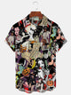 Alohadaddy Halloween Pinup Girls Chest Pocket Short Sleeve Casual Shirt