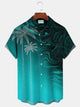 Alohadaddy Ombre Coconut Tree Print Beach Men's Hawaiian Oversized Short Sleeve Shirt with Pockets