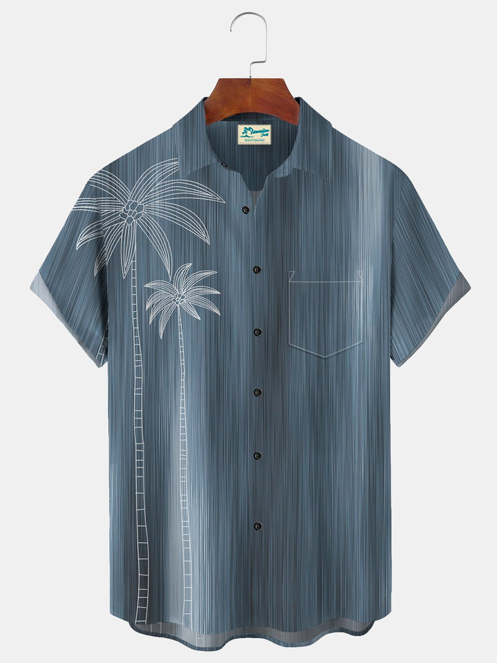 Camisa hawaiana de manga corta extragrande con bolsillos y estampado de árboles de coco en degradado para hombre de Alohadaddy