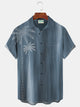 Alohadaddy Ombre Coconut Tree Print Beach Men's Hawaiian Oversized Short Sleeve Shirt with Pockets