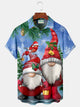 Alohadaddy Christmas Gnomes Print Men's Hawaiian Oversized Shirt with Pockets